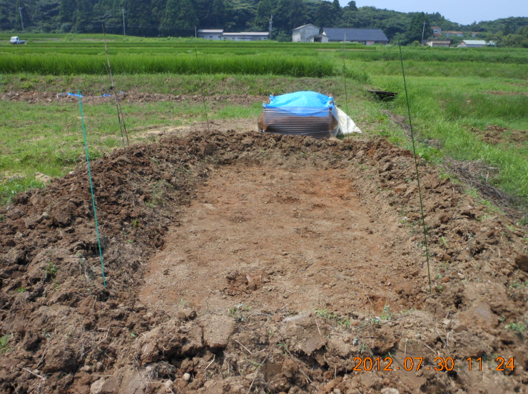 穴水３号ほ場で苗床作り 2012-07-30
