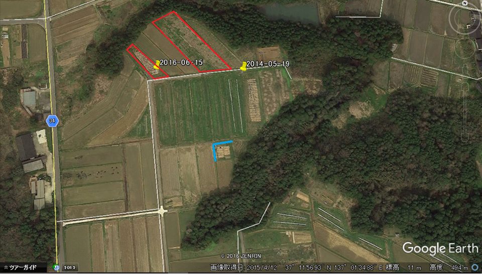 今回防風ネットを張った農地の周辺状況を簡単にまとめました-2017-03-02