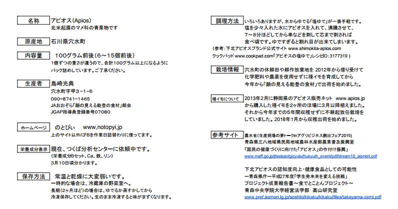 アピオスの商品説明文を作ってみました-2018-02-25